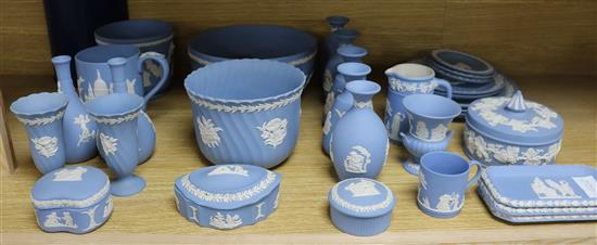 A collection of Wedgwood blue jasper ware (31)